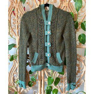 BKE Sweater Olive and Teal Medium
